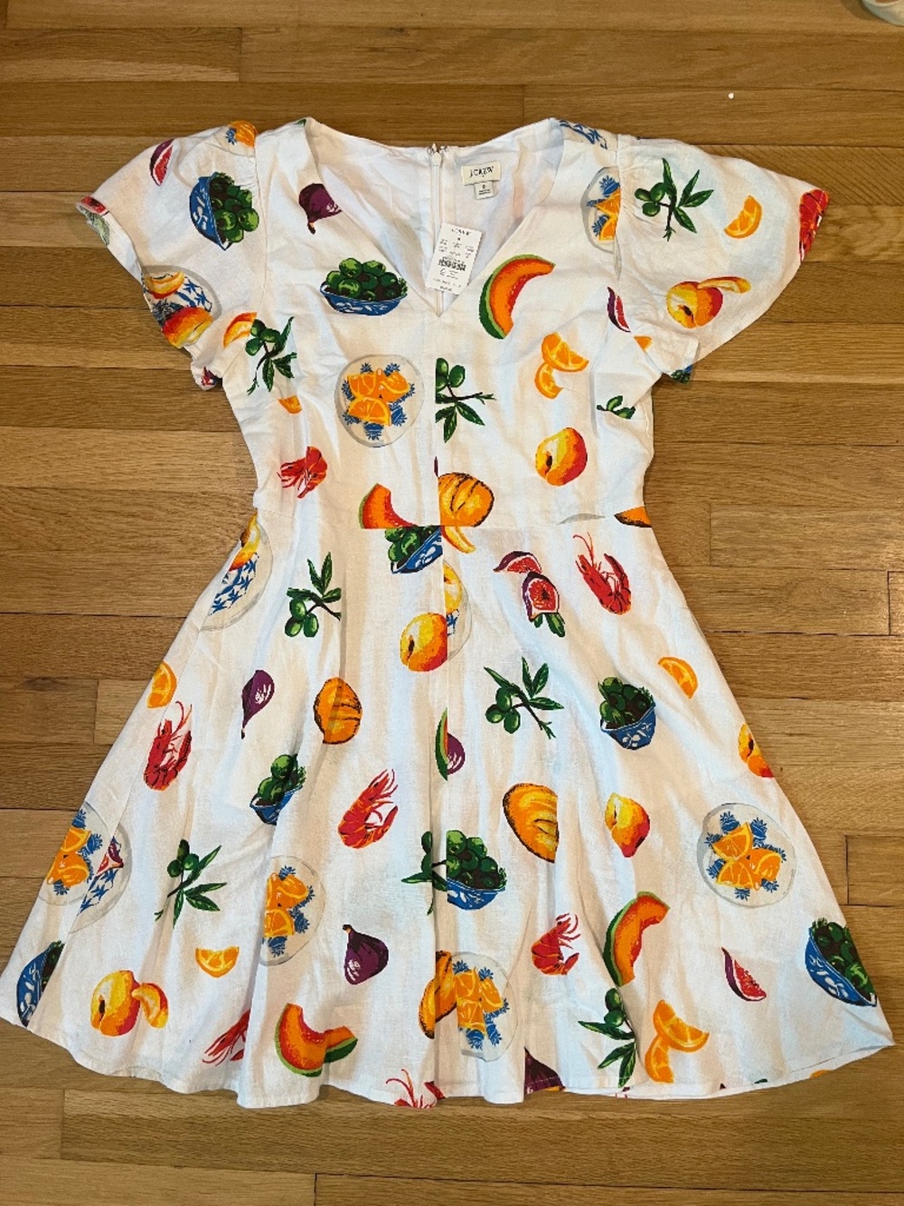 JCrew Factory summer linen dress with flutter sleeves NWT